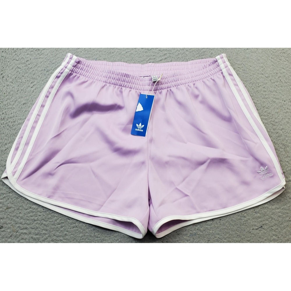 Adidas Originals Sprinter Shorts Womens XL Purple 3-Stripes Elastic Waist JD3124